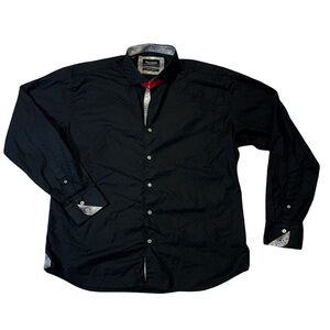 Maceoo mens 6 2XL XXL black check pattern designer button up casual shirt EUC